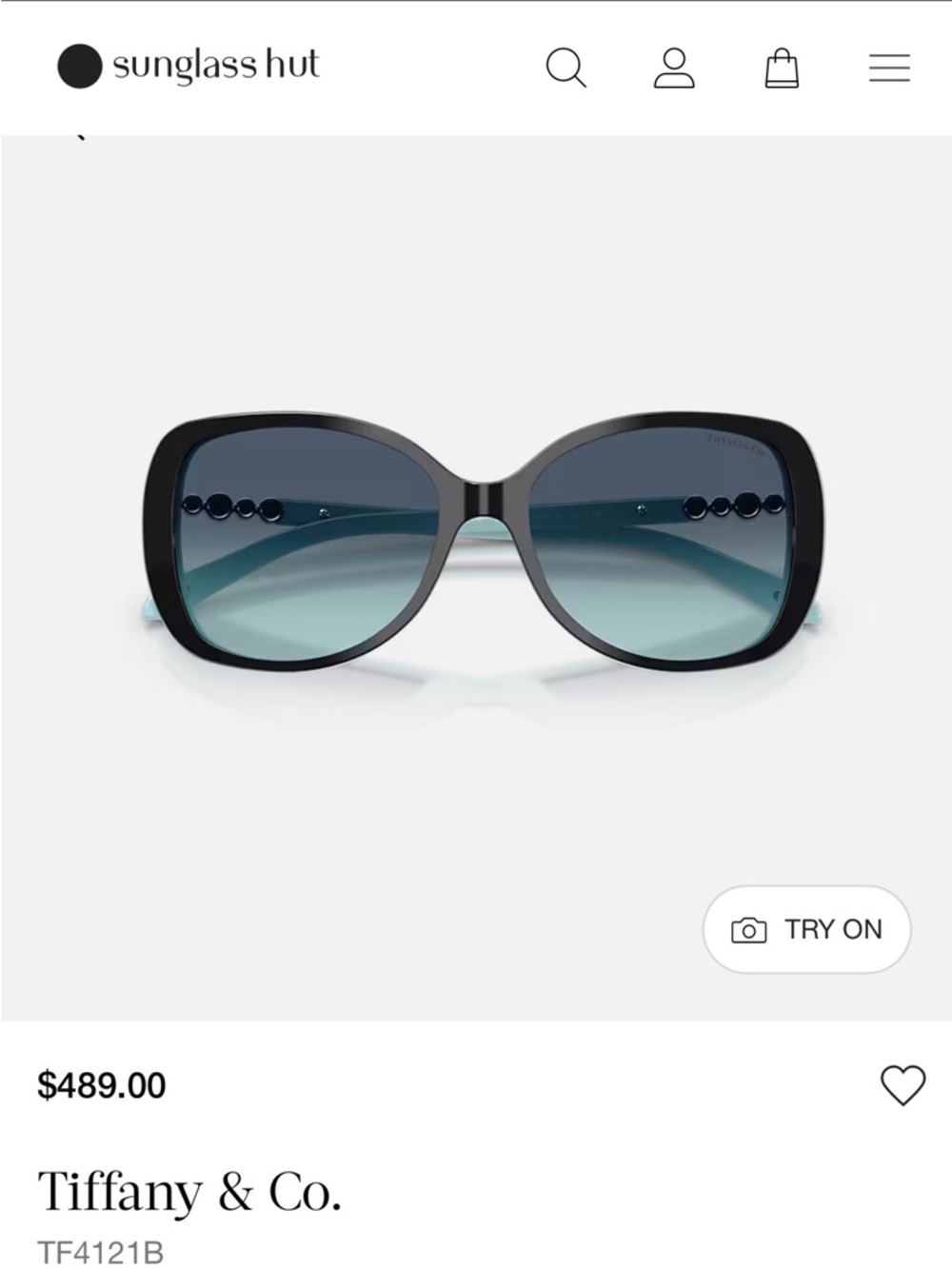 Tiffany & Co. Women's Black Frame Sunglasses with Blue Gradient Lenses TF4121B